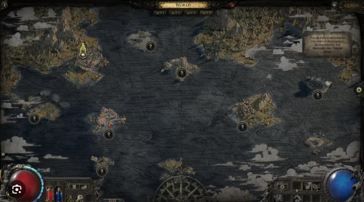 Path of Exile 2 Act 4 Karui Archipelago map showing 8 explorable islands